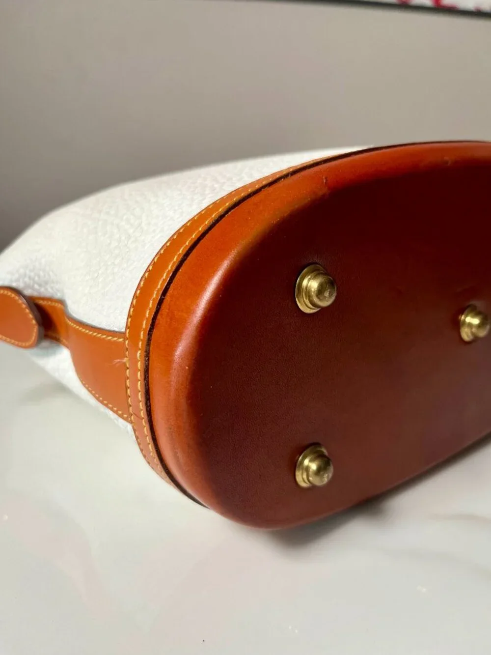 Dooney & Bourke Vintage AWL Norfolk Satchel White British Tan + COA